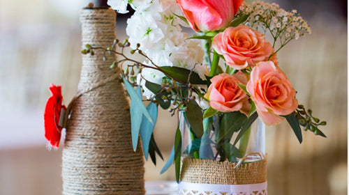Twine Vase Rose Centerpiece