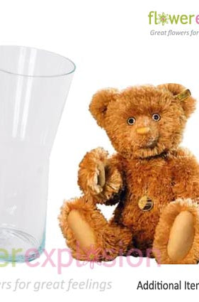Glass Vase & Teddy Bear