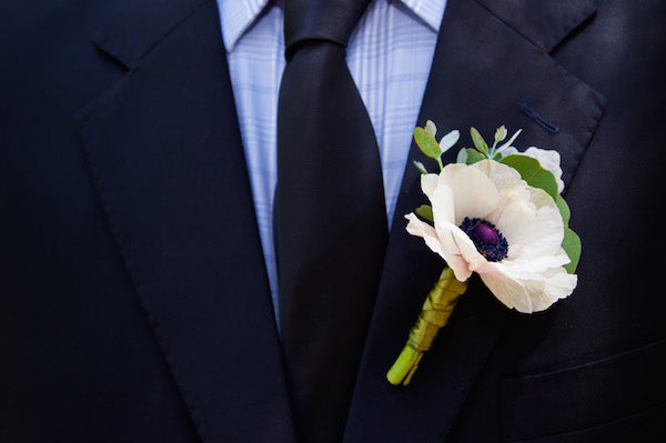 White Anemone Boutonniere