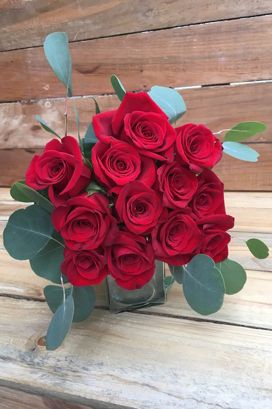 Be Mine - Red Roses Bouquet Eucalyptus