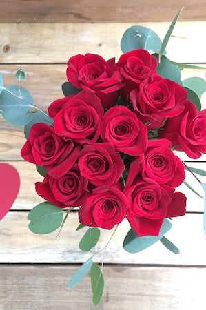 Be Mine - Red Rose Silver Dollar Euc Bouquet