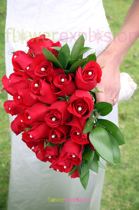 Pearled Bridal Bouquet - 25 big roses