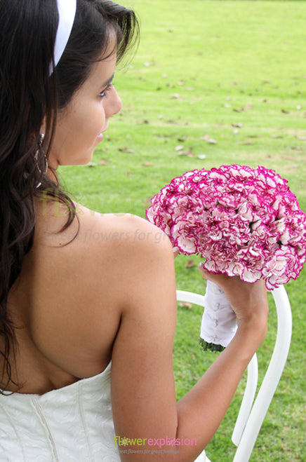 Purple & White Carnations Bridal Bouquet