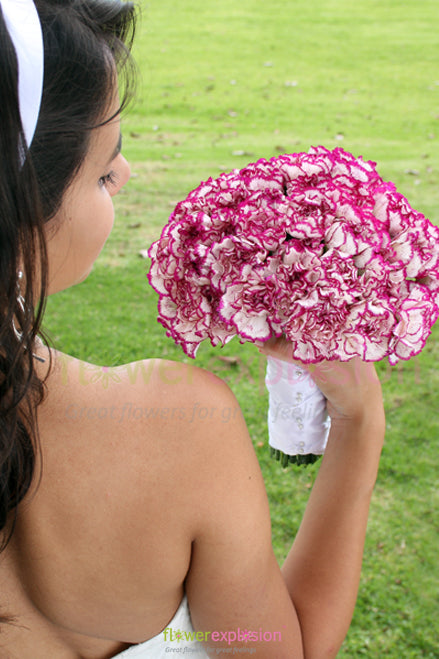 Purple & White Carnations Bridal Bouquet