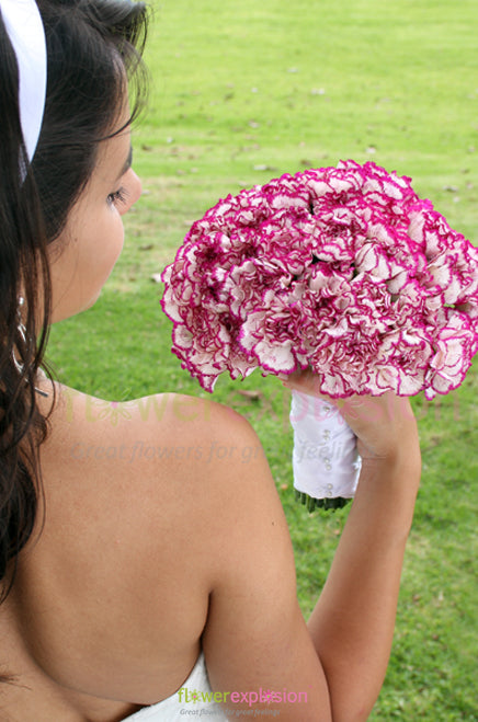 Purple & White Carnations Bridal Bouquet