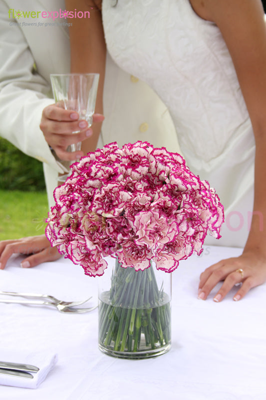 Purple & White Carnations Centerpiece