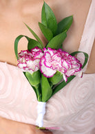 Purple & White Carnations Corsage