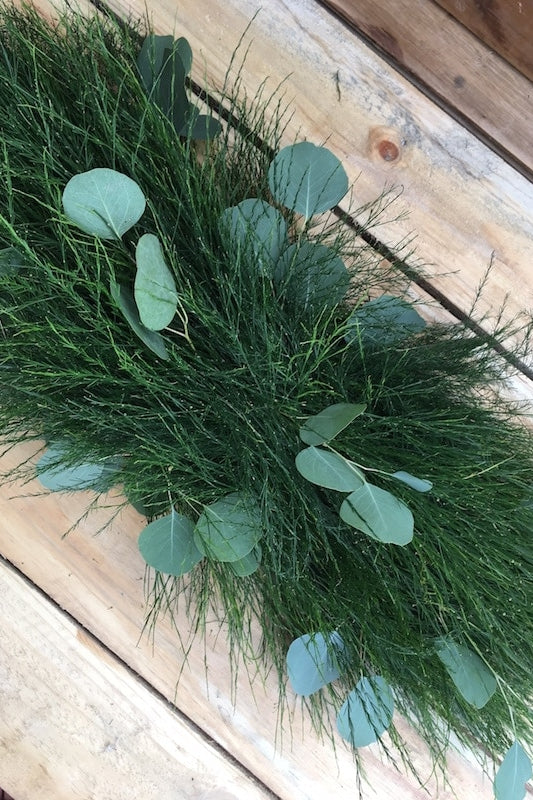 eucalyptus and tree fern garland