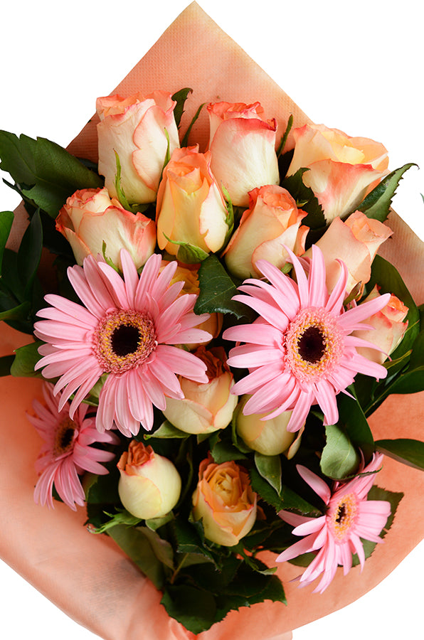 Strawberry Shortcake Gerbera and Rose Bouquet