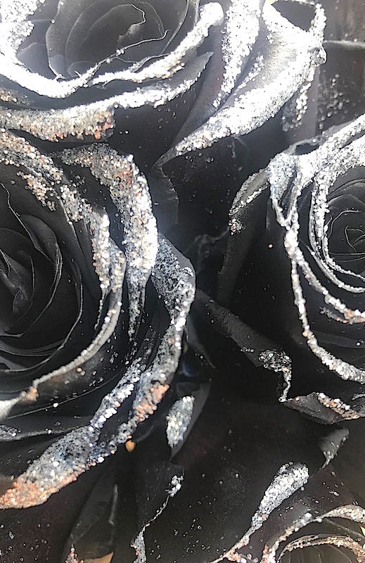 glittered black rose