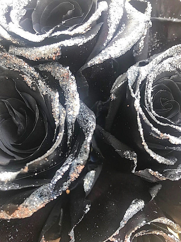 glittered black rose