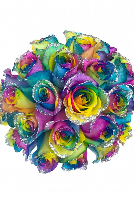 glitter rainbow roses