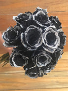 bouquet black roses with glitter