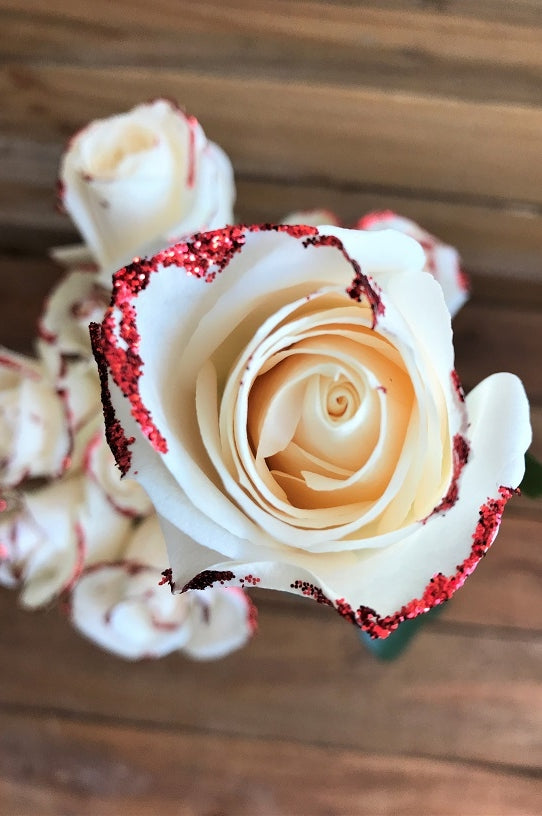 glittered white rose
