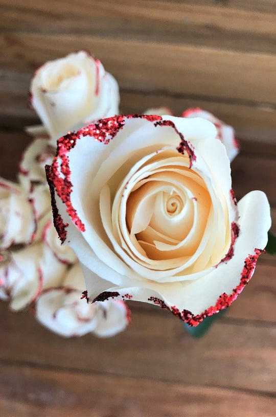 glittered white rose