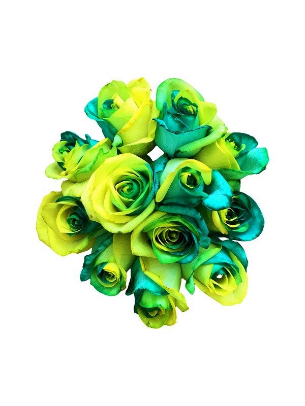 green and yellow roses