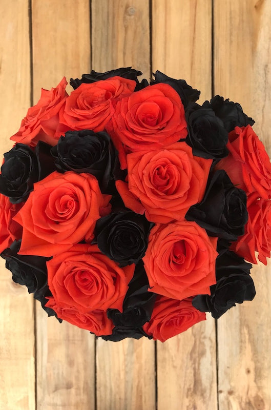 Orange and Tinted Black Roses