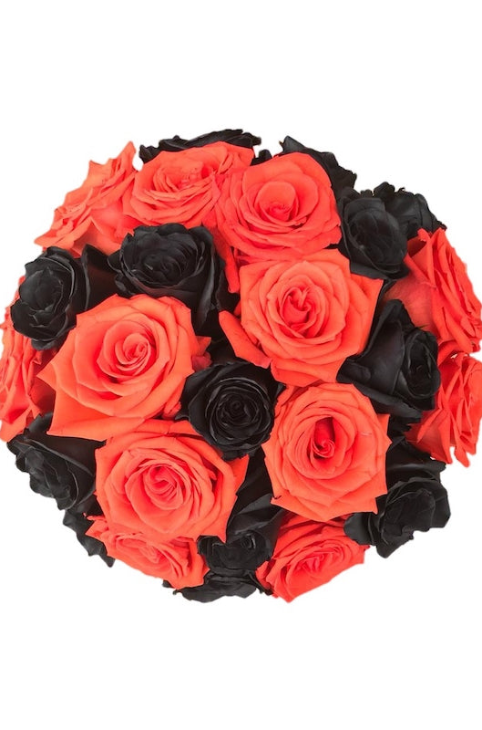 Black and Orange Rose Bouquet