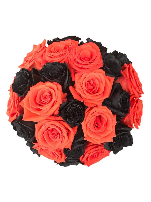Black and Orange Rose Bouquet
