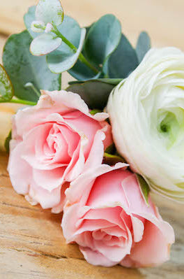 ranunculus roses eucalyptus boutonniere