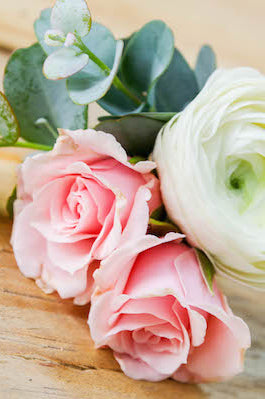 ranunculus roses eucalyptus boutonniere