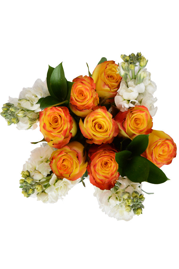 Fire & Ice, Red & Yellow Rose Bouquet