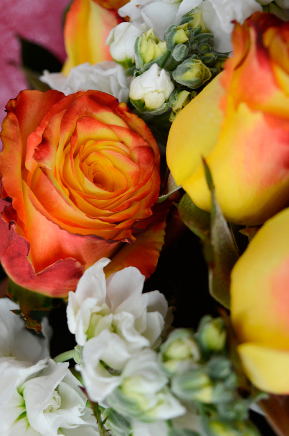 Fire & Ice, Red & Yellow Rose Bouquet