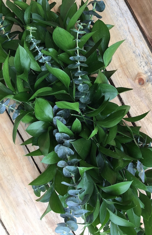 ruscus baby blue eucalyptus garland