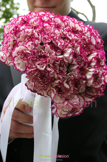 Purple & White Carnations Toss Away Bouquet