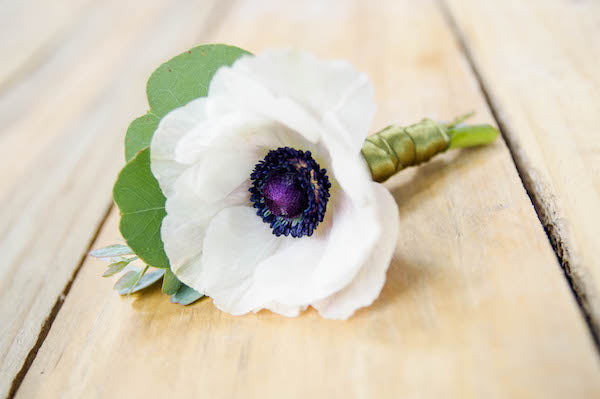 Anemone White Boutonniere