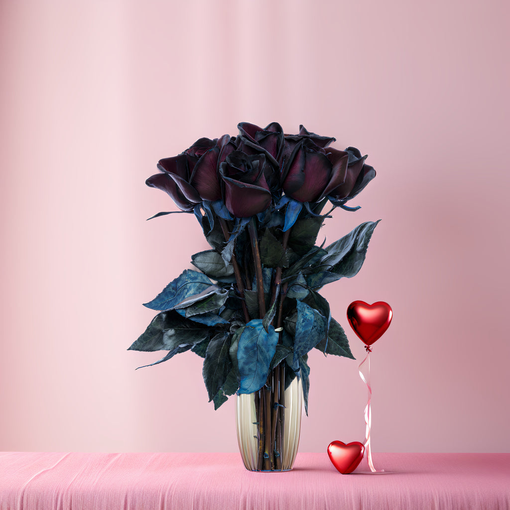 valentines day black roses bouquet