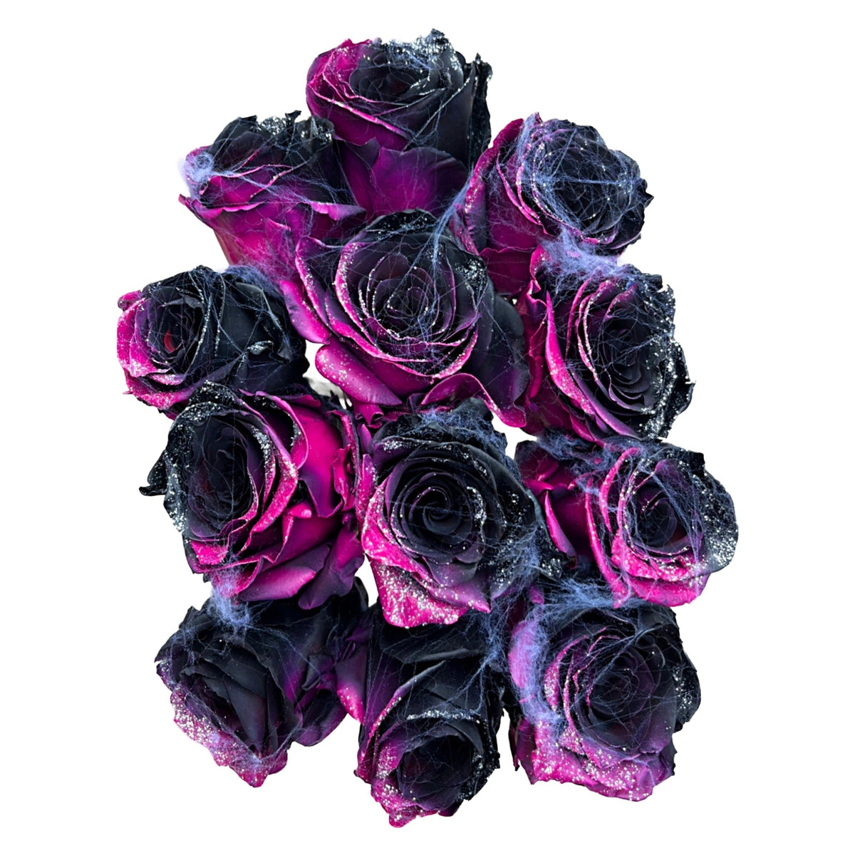 Gothic Melody Black & Magenta Roses – Halloween Webbed Bouquet – Flower ...
