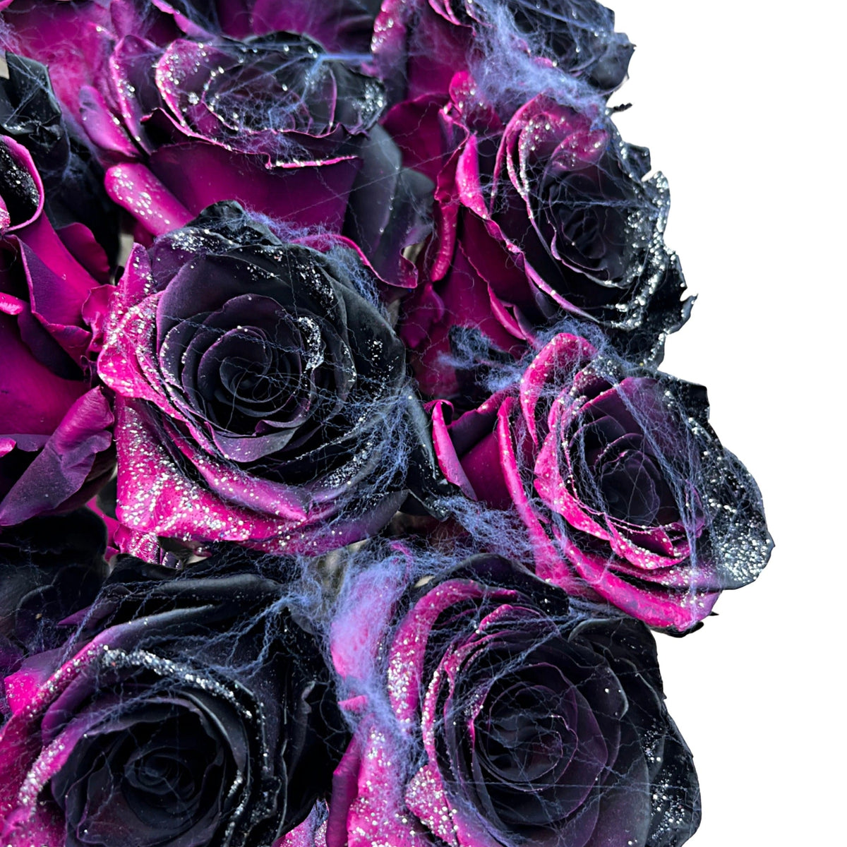 Gothic Melody Black & Magenta Roses – Halloween Webbed Bouquet – Flower ...
