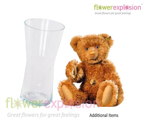 Glass Vase & Teddy Bear