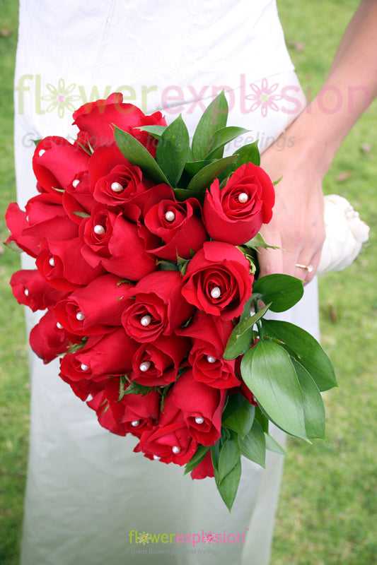 Pearled Bridal Bouquet - 25 big roses