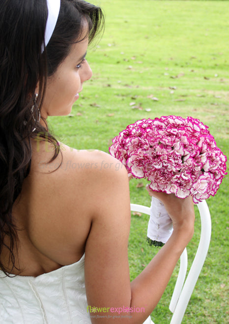 Purple & White Carnations Bridal Bouquet