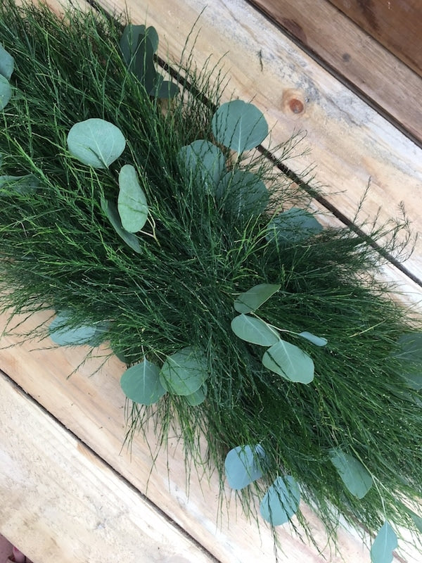 eucalyptus and tree fern garland