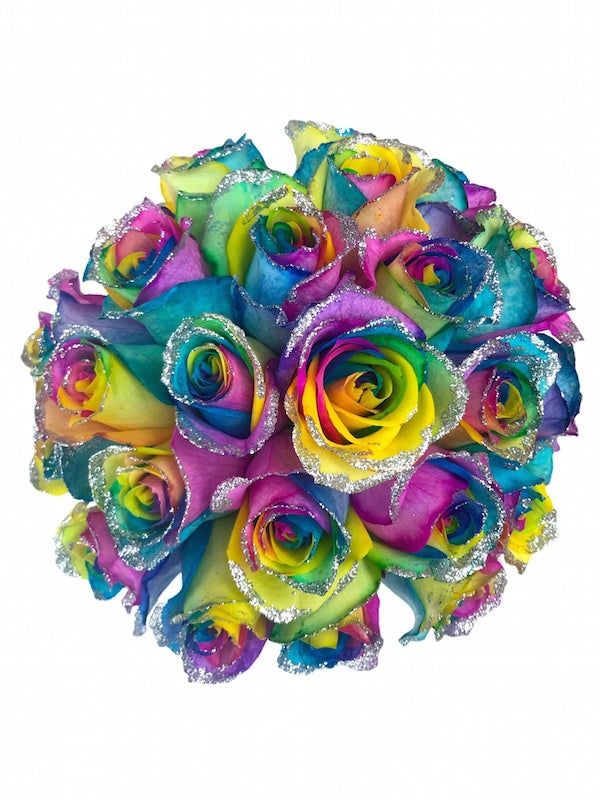 Glitter Kaleidoscope Roses - Sparkling Fresh Tie Dye Blooms