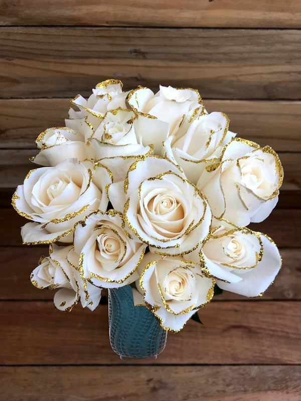 US White Confetti Glittered Roses