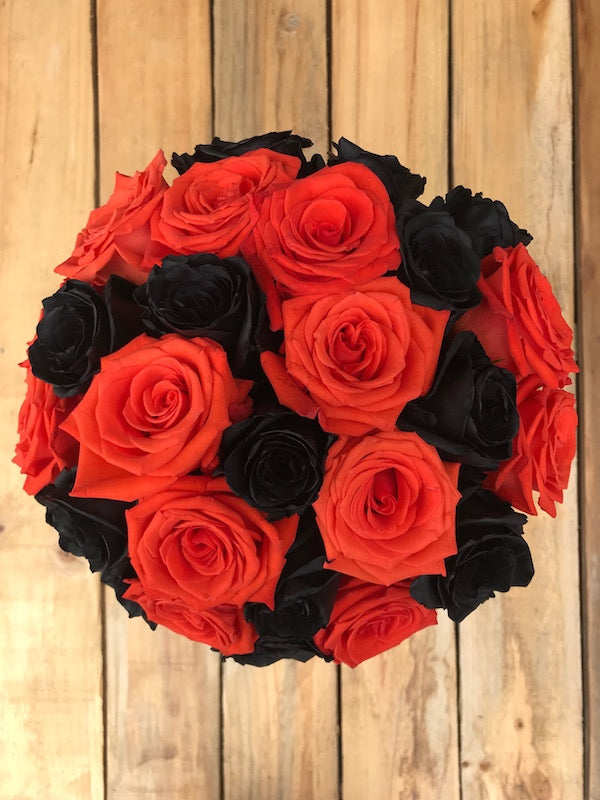 Orange and Tinted Black Roses