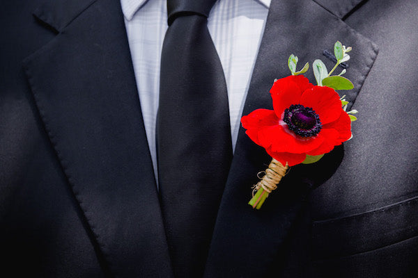 Red Anemone Boutonniere