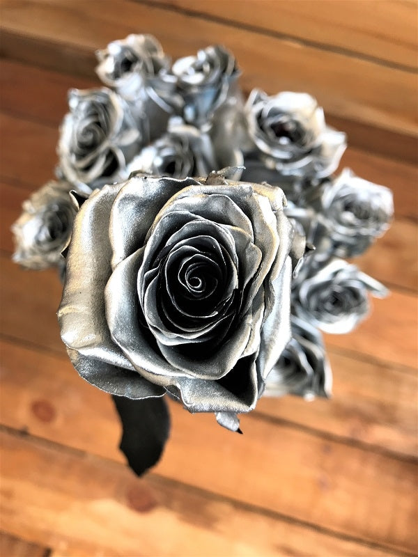 Metallic Silver Roses - Unique Flowers Online | Flower Explosion