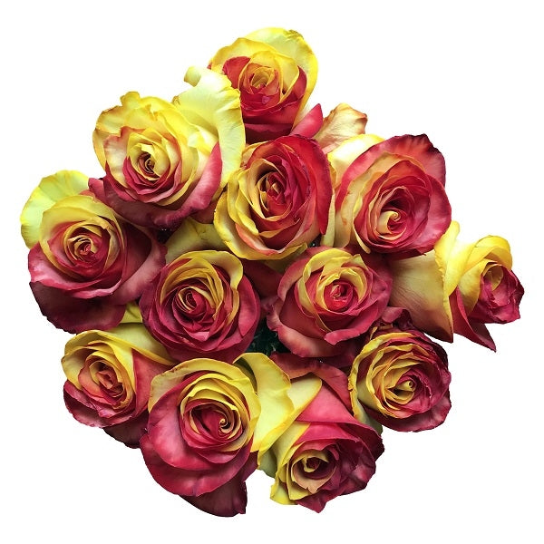 yellow pink rose bouquet